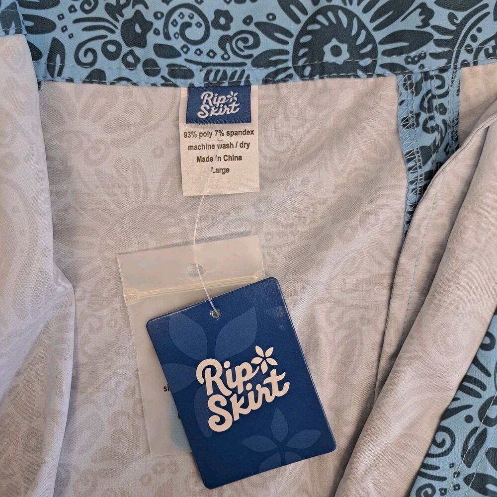 Ripskirt Hawaii Wrap Skirt Cover Size L Tuscan Blues NWT - Picture 4 of 6